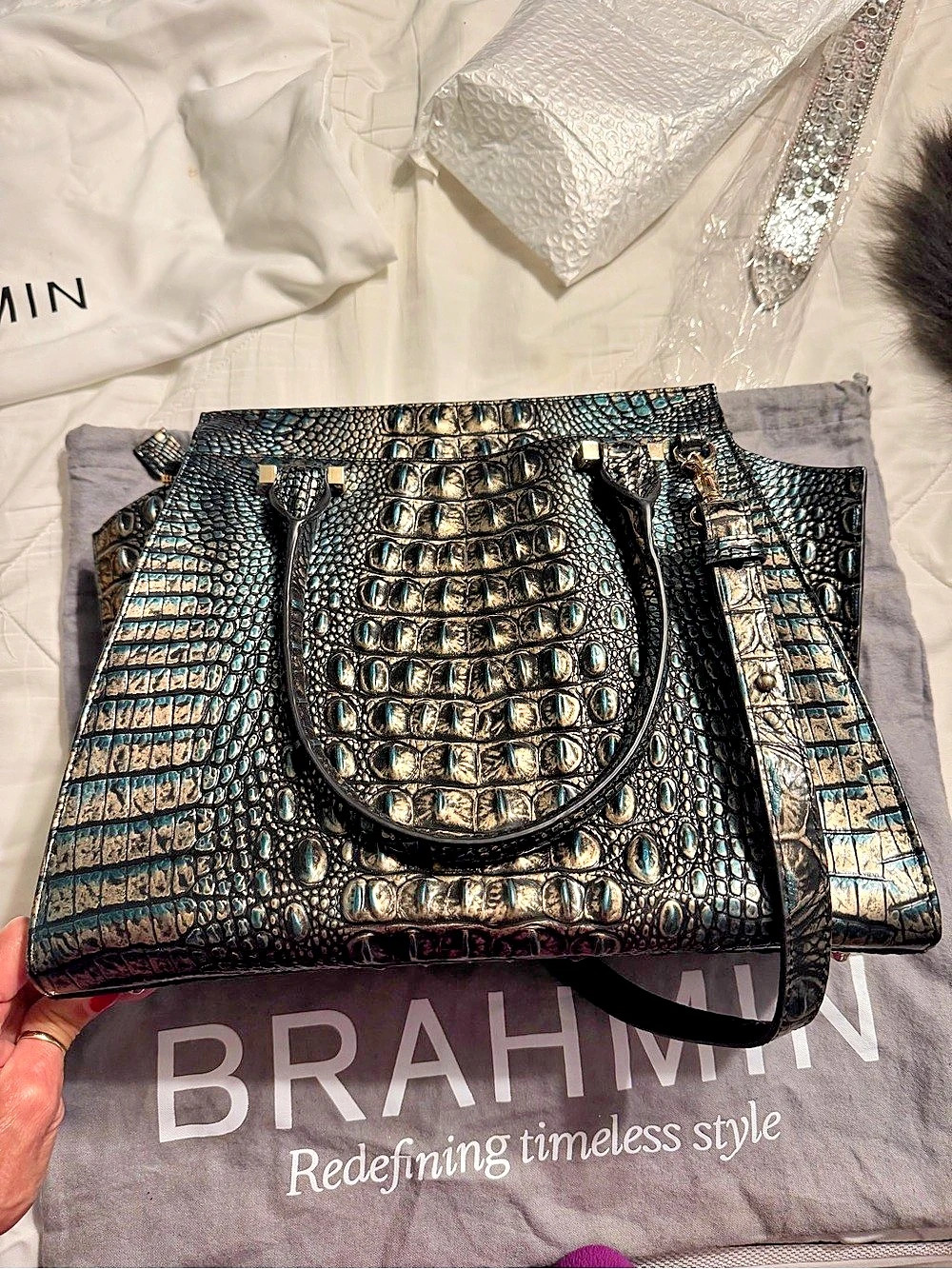 Brahmin Priscilla Satchel Black & Blue NWT